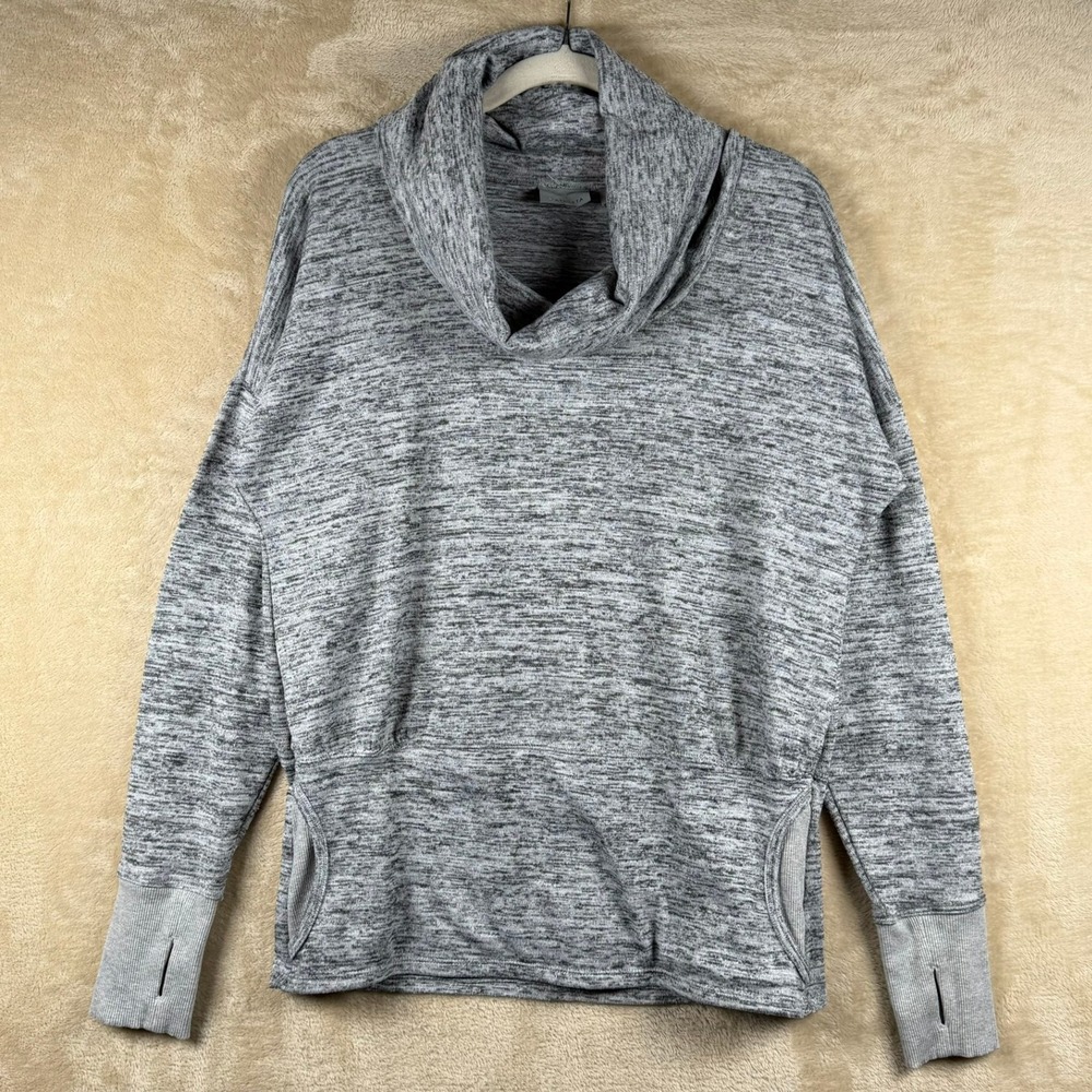 Athleta Grey Space Dye Cowl Neck Pullover Sweater‎ Thumbhole Cuffs Womens M